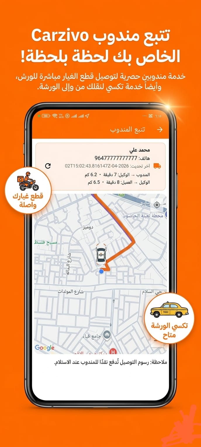 تتبع مندوب Carzivo